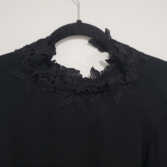 Zara Basic High Neck Ballon sleeves sheer Blact Top Size Small - Picture 3 of 13